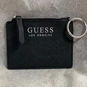 Guess Los Angeles Black (4") Leather  Key Ring Card Holder/Coin Purse